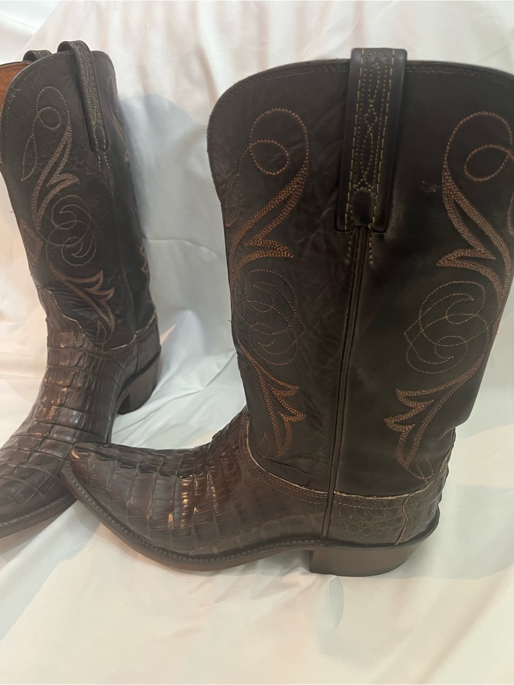 Lucchese Ultra Belly Caiman and Leather Women's 9.5 Western Cowboy Boots - Picture 3 of 13